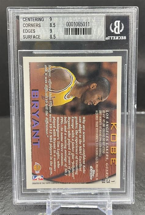 Kobe Bryant Topps Chrome Rookie Card Lakers Beckett Bgs