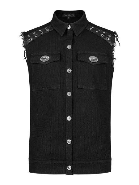 Punk Rave Black Gothic Punk Rock Daily Wear Vest For Men