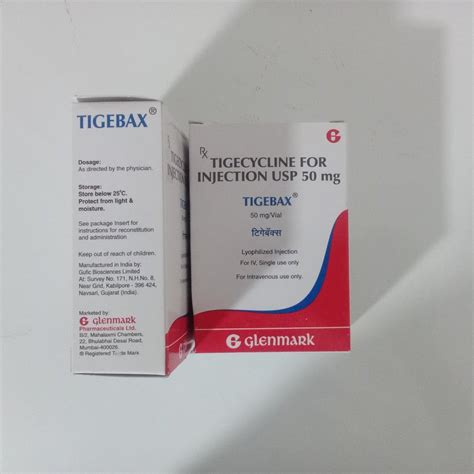 Tigebax Tigecycline 50 Mg Injection Glenmark Ltd Box At Rs 400 Piece