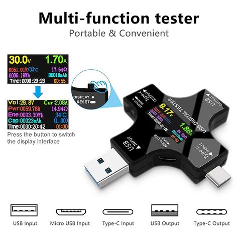 Multifunktion Type C Usb Meter Tester LCD Digital Multimeter