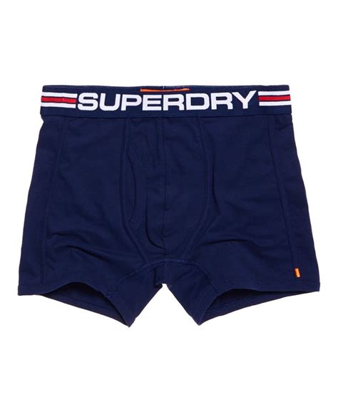 Mens Tri Stripe Sport Boxers Double Pack In Navy Superdry Uk