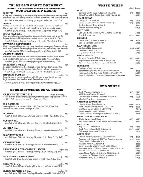 Glacier Brewhouse Anchorage, AK Menu (Updated: July 2024)