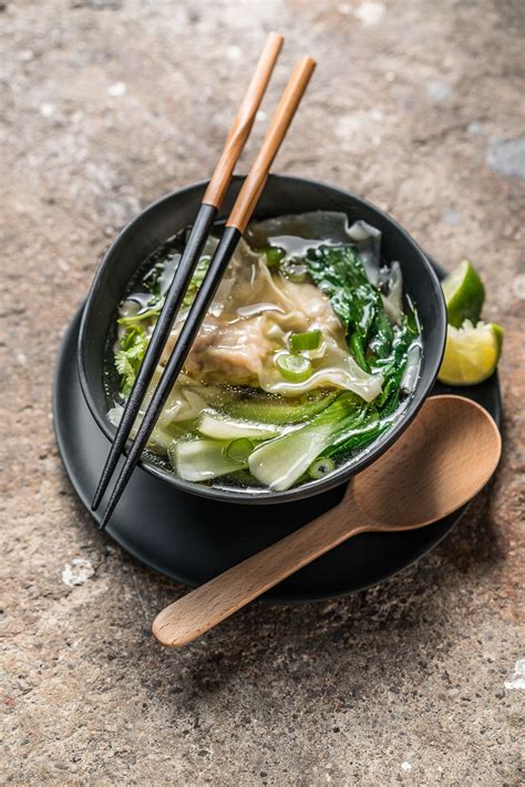 Wan Tan Suppe Selbstgemacht Dumplings Mit Herrlichen Füllungen