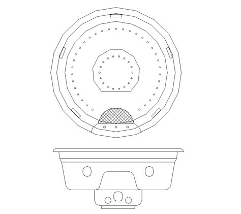 Round Shape Wash Basin Detail Elevation 2d View Cad Sanitary Block Dwg