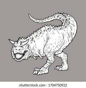 Carnivorous Dinosaur Carnotaurus Dino Isolated Drawing Stock