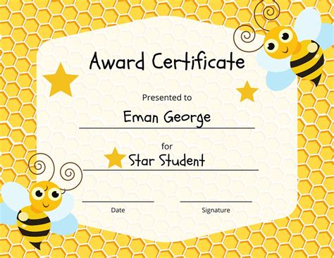 Printable Award Certificate for Kids Instant Download - Etsy