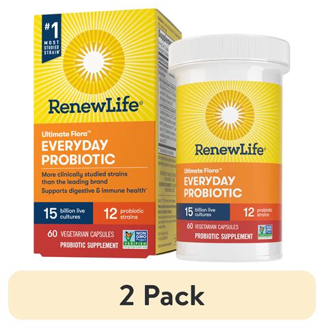 2 Pack Renew Life Adult Everyday Probiotic Capsules Unisex 15