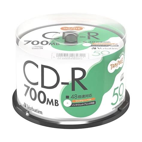 【楽天市場】まとめ Tanosee バーベイタム データ用cd R 700mb 48倍速 ホワイトワイドプリンタブル スピンドルケース