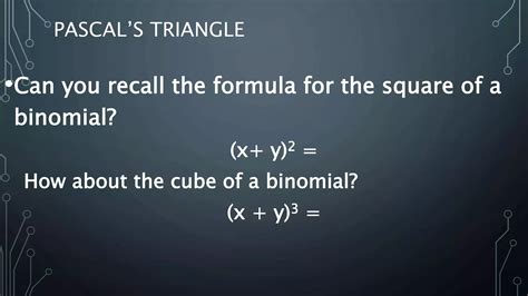 Pascal Triangle And Binomial Theorem Ppt