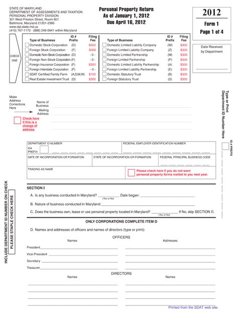 Personal Property Return Maryland Form Fill Out Sign Online