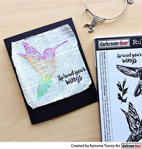 Card By Kymona Tracey Using Darkroom Door Hummingbirds Rubber Stamp Set