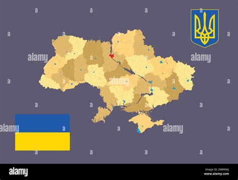 Map Of Ukraine With Oblasts And Small Maps Of Their Administrative