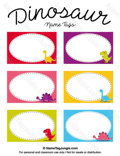 Dinosaur Name Tags Printable