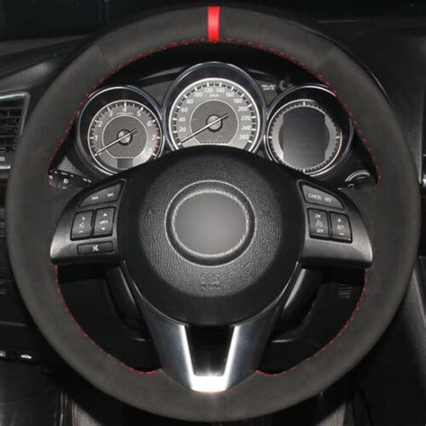 Black Suede Red Marker Car Steering Wheel Cover For Mazda 3 Axela Mazda