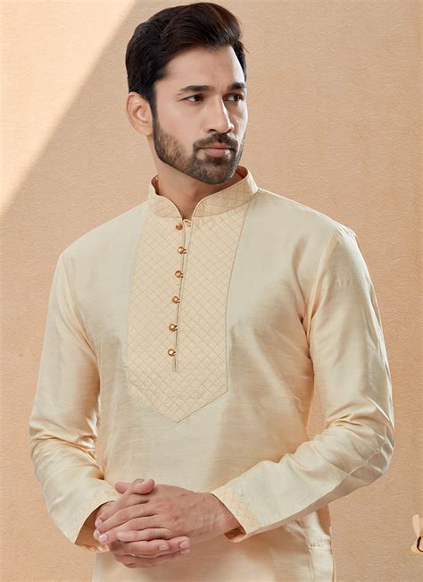 Buy Gold Silk Dupion Kurta Pyjama Party Wear Party Kurta Pyjama