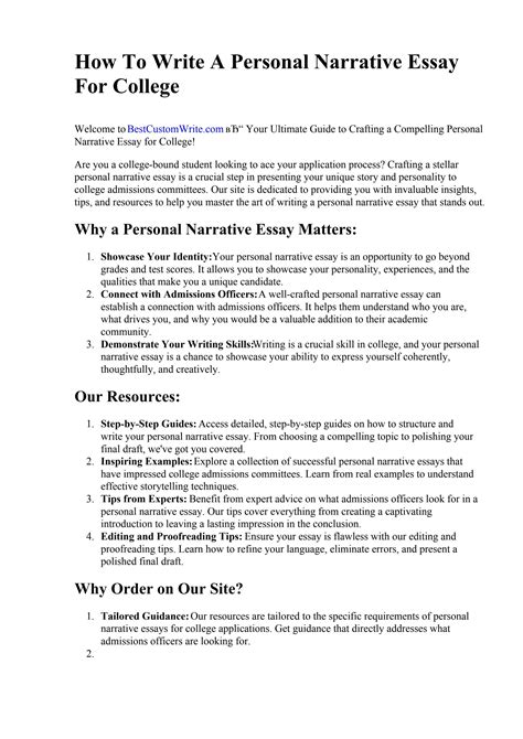 How To Write A Personal Narrative Essay For College By Staar Writing