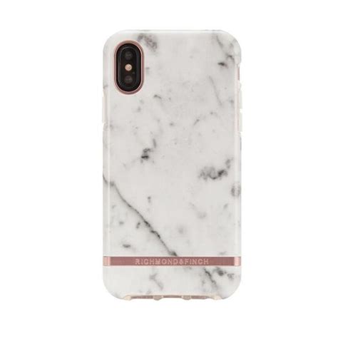 Richmond Finch White Marble Iphone Xs Max Skal Ros Gulddetaljer