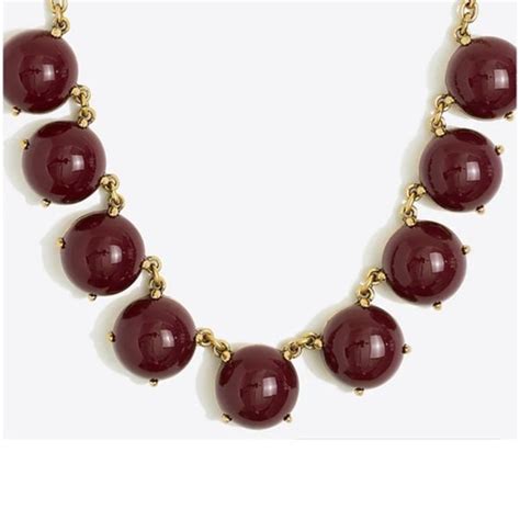 J Crew Jewelry Jcrew Necklace Bubble Chunky Gold Tone Chain Red