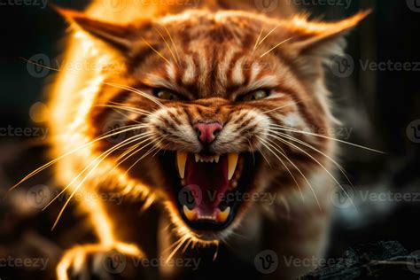 an angry red cat with its mouth open generative AI 28361069 Stock Photo ...