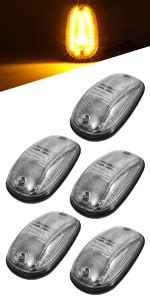 Partsam 5PCS Cab Lights LED Cab Marker Top Roof Running Lights Clear