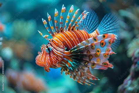 Exotic Lionfish With Striking Patterns And Venomous Spines