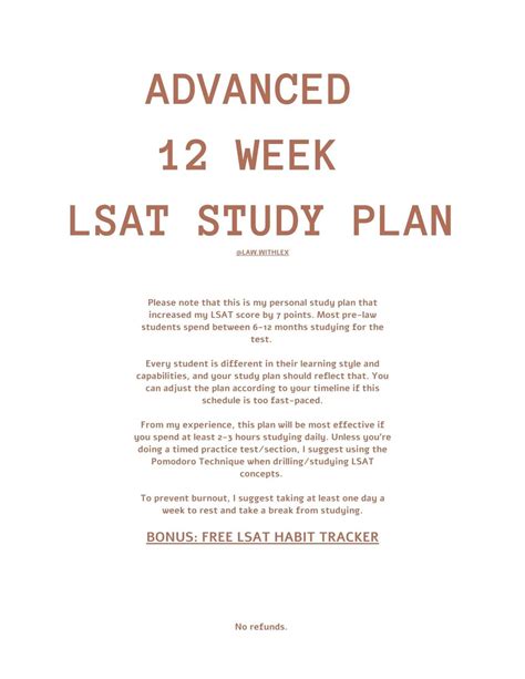 Advanced Week Lsat Study Plan