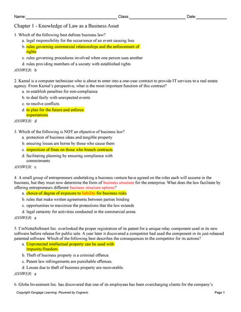 Chapter 1 Knowledge OF LAW AS A Business - Chapter 1 - Knowledge of Law