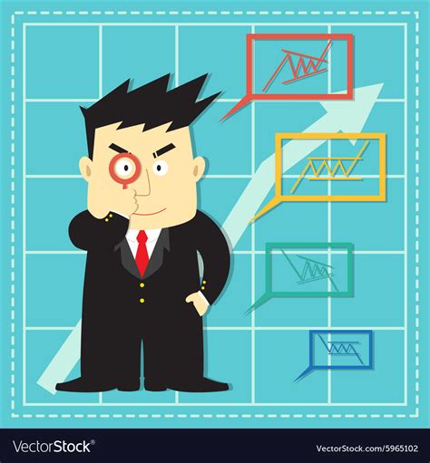 Cute Stock Market Investor Flat Cartoon Royalty Free Vector