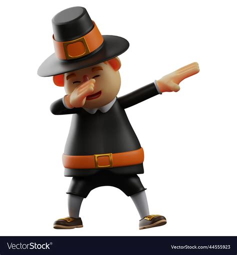 3d thanksgiving pilgrim man cartoon Royalty Free Vector