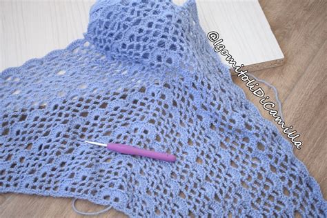 Scialle A Uncinetto Con Motivi A Rete E Ventagli Crochet Scarf Crochet