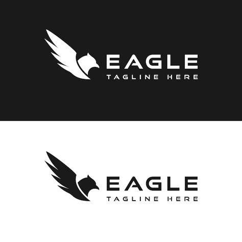 Création De Logo Silhouette Tête Et Ailes D aigle Vecteur Premium