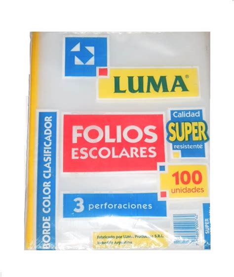 Folio Luma Escolar X 100 Super Ref C Borde Color Amarillo Luma