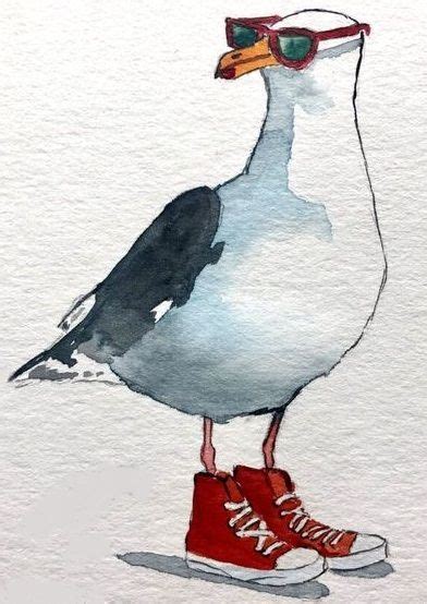 Pin De KENDA DAVIS Em The Laughing Gull Arte Em Aquarela