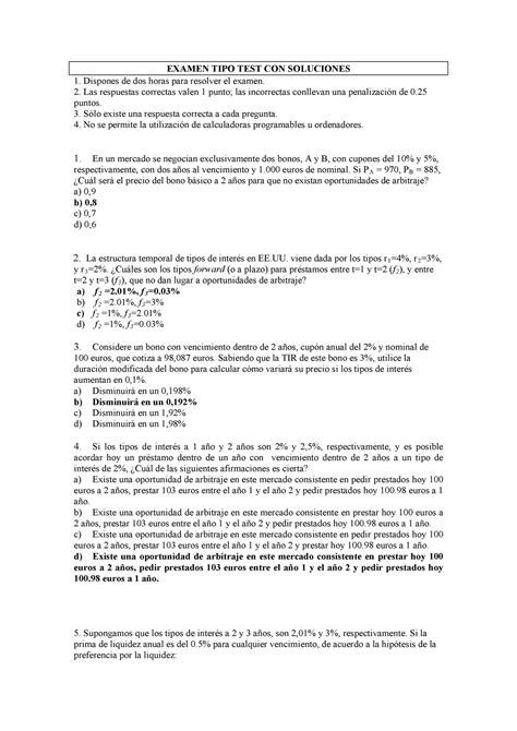 Examen 7 Junio 2016 Preguntas Y Respuestas EXAMEN TIPO TEST CON