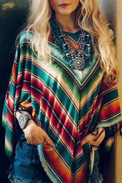 Double D Ranchwear Serape Stripe Poncho Western Chic Fashion Poncho