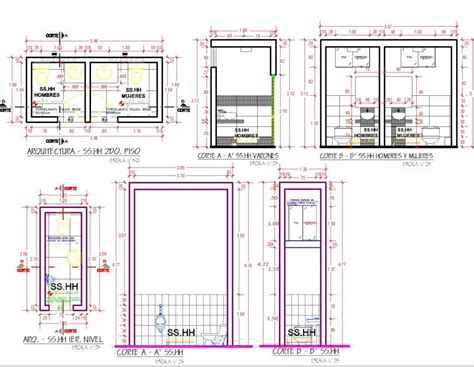 Architect Plan And Section Toilet Detail Dwg File Cadbull