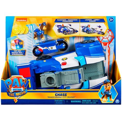 PAW Patrol Chase’s 2-in-1 Transforming Movie City Cruiser Toy Car with ...