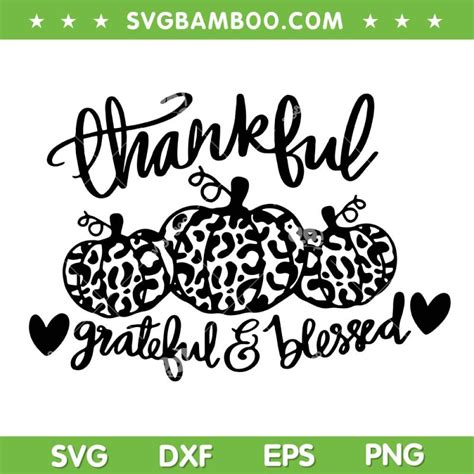 Thankful Grateful Blessed Pumpkin Leopard Svg