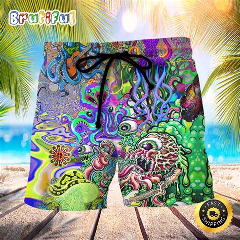 Hippie Funny Octopus Love Music Colorful Ocean Beach Short