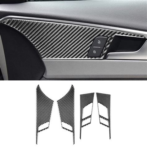 Pcs Carbon Fiber Car Interior Door Handle Panel Decorative Cover Trim