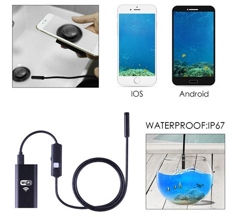 1200P WIFI Endoscope Camera IP67 Waterproof Hard Cable Android IOS