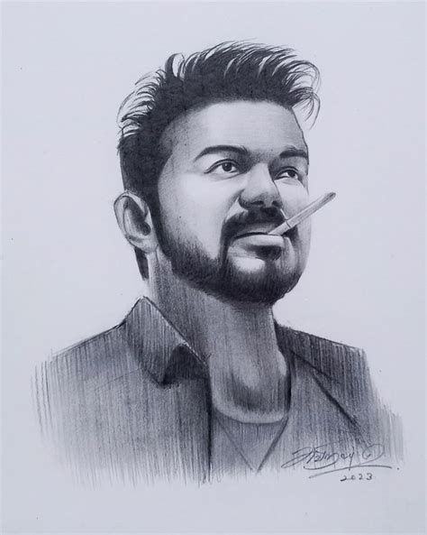 THALAPATHY VIJAY, vijay, drawing, leo vijay, leo Sketching, Leo, Wonder ...