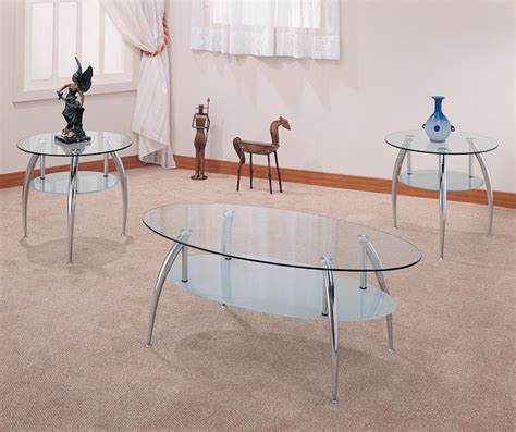 3 Piece Chrome And Glass Occasional Table Set All Nations Furniture