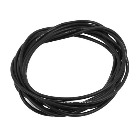 2 mètres jauge noir 20AWG Câble cuivre multibrins souples fil Silicone