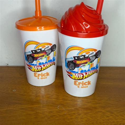 Copo Twister 300ml Aniversário Personalizado Hot Wheels Elo7