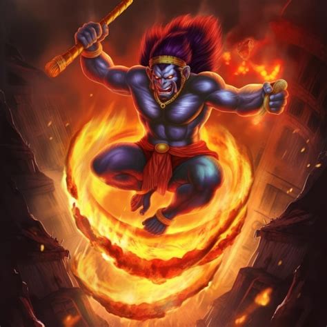 Premium Photo | Illustration of Hindu God Hanuman in lanka burning ...