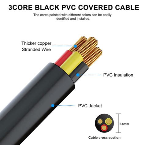 18 Gauge Electrical Wire with 3 Conductor, 1000ft Black Cable