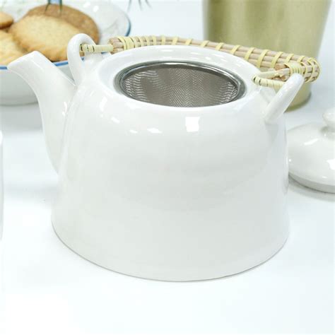 Herbal Teapot Set Classic White Teapot Set Tea Pot and 6 Cups Ceramics ...