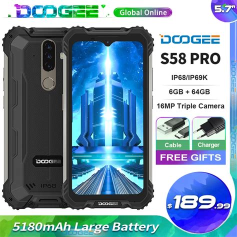 DOOGEE S58 Pro Mobile Phone 5 71 FHD Display 6GB 64GB Android 10 NFC