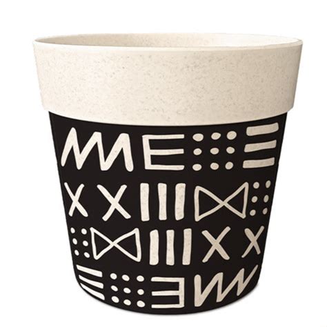 Cache Pot En Fibre De Bambou Beige Et Noir